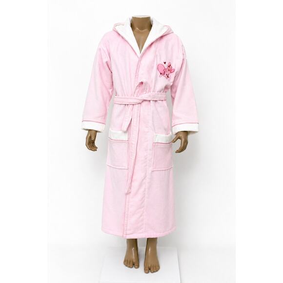 other Other - Kids Pink Bathrobe 100% Cotton Hooded Soft Lined Robe Cozy 7-9Y